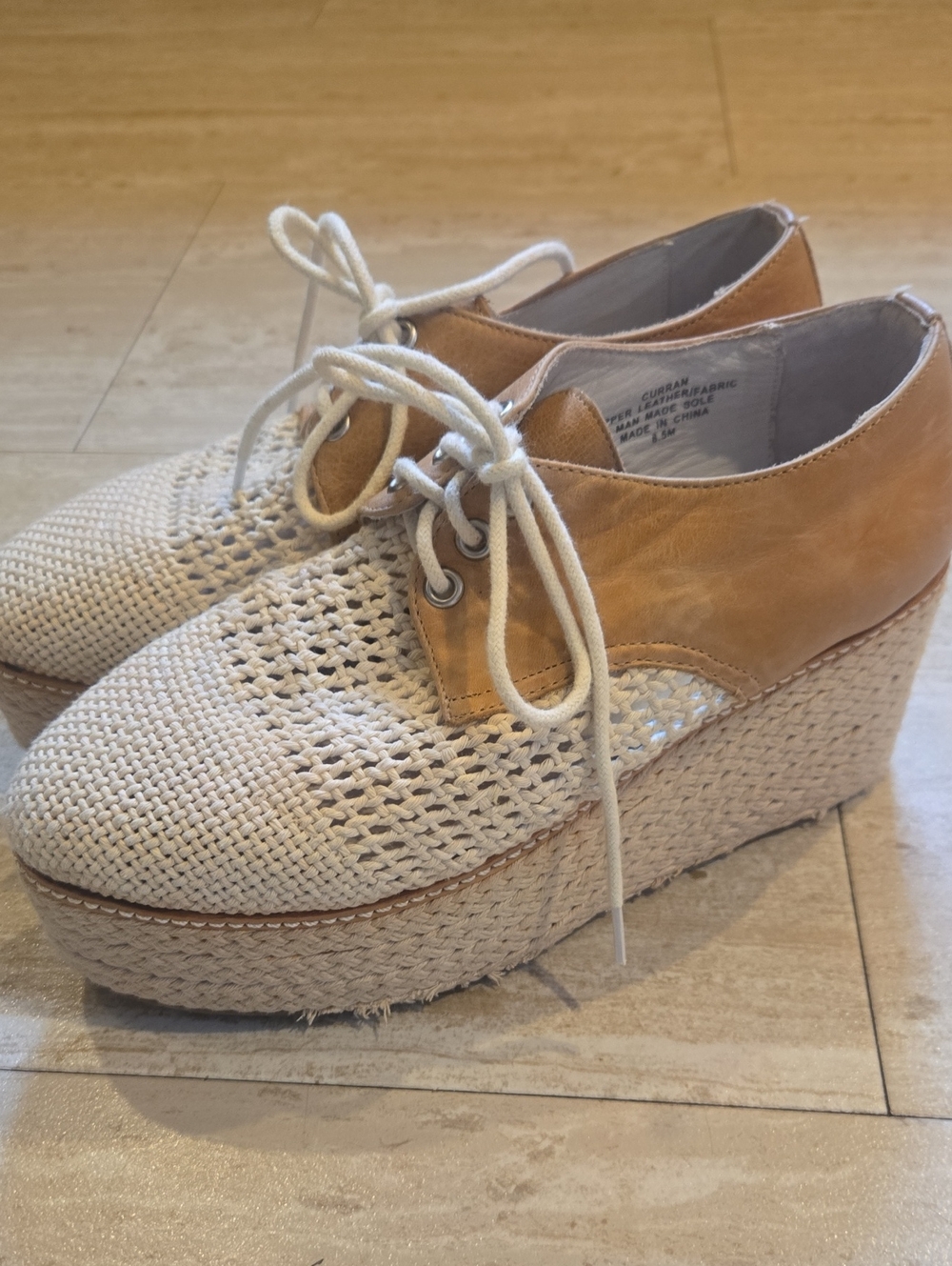 Jeffrey Campbell Curran Tie Jute/Crochet Platform Espadrille